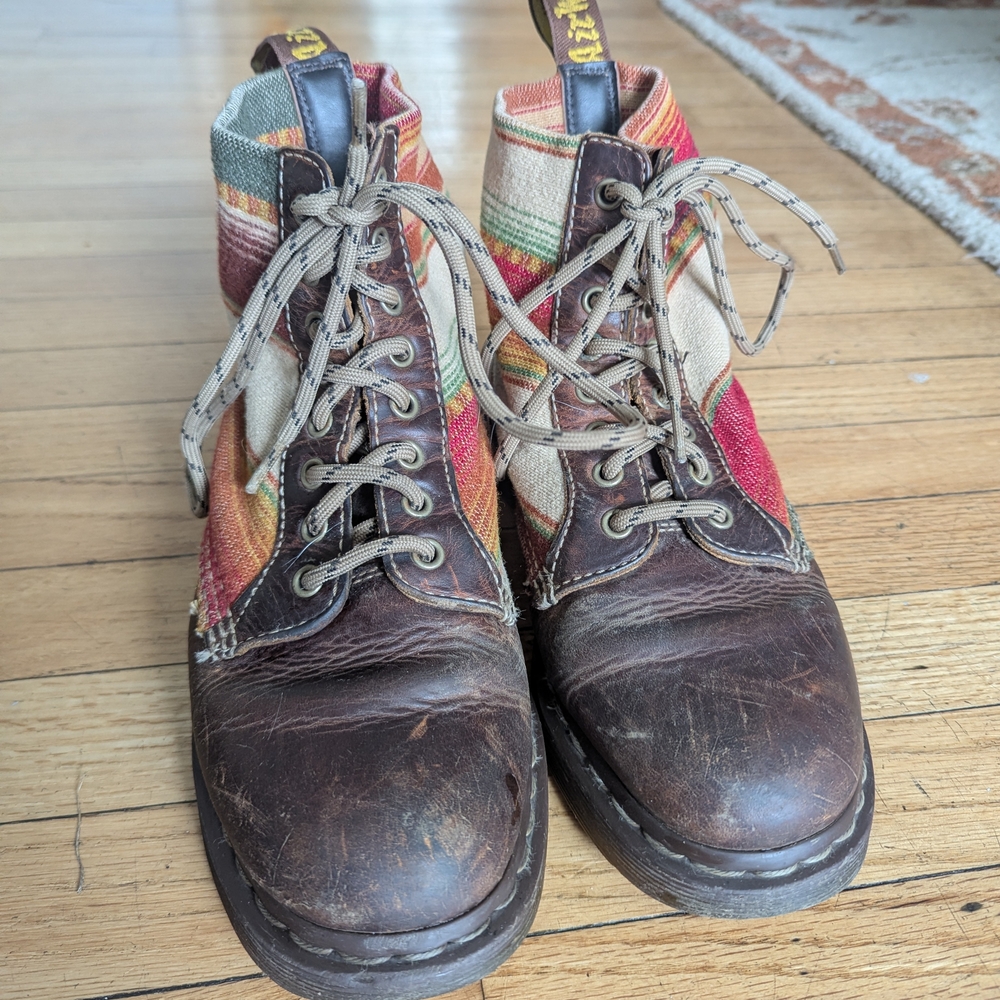 Dr. Martens Multicolor Leather & Canvas Lace-Up Boots